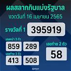 สํานักงาน สลากกินแบ่ง รัฐบาล 16 เมษายน 2565